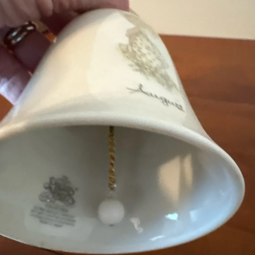 Precious Moments August Porcelain Bell Heart Handle Vintage Monthly Bell 4”